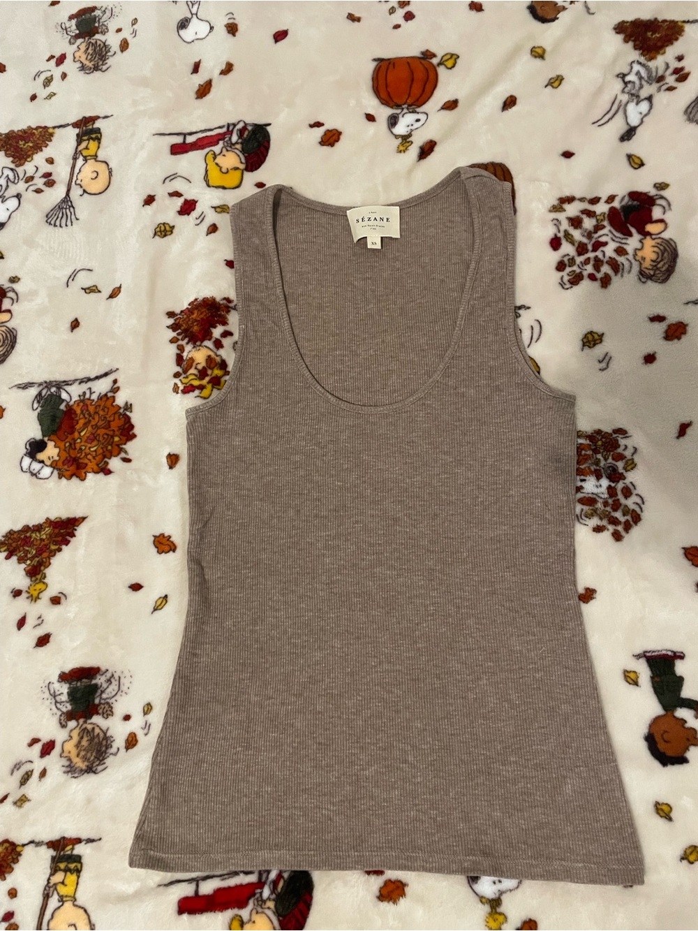 Sézane Paris Ribbed Organic Cotton Scoop Neck Tank Top